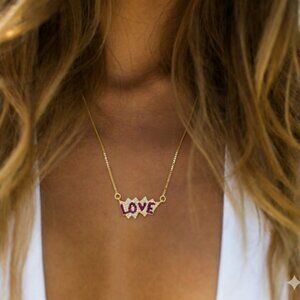 💖 18K Gold Plated "LOVE" Pendant Necklace with Cubic Zirconia Trendy Jewelry